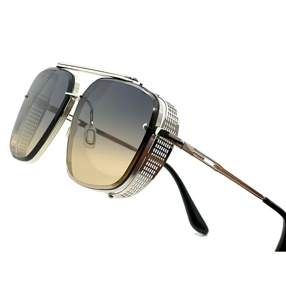 Women Sunglasses Silver Frame Gradient Green Lens Metal Unique Outdoor Outfits - Picture 3 of 7